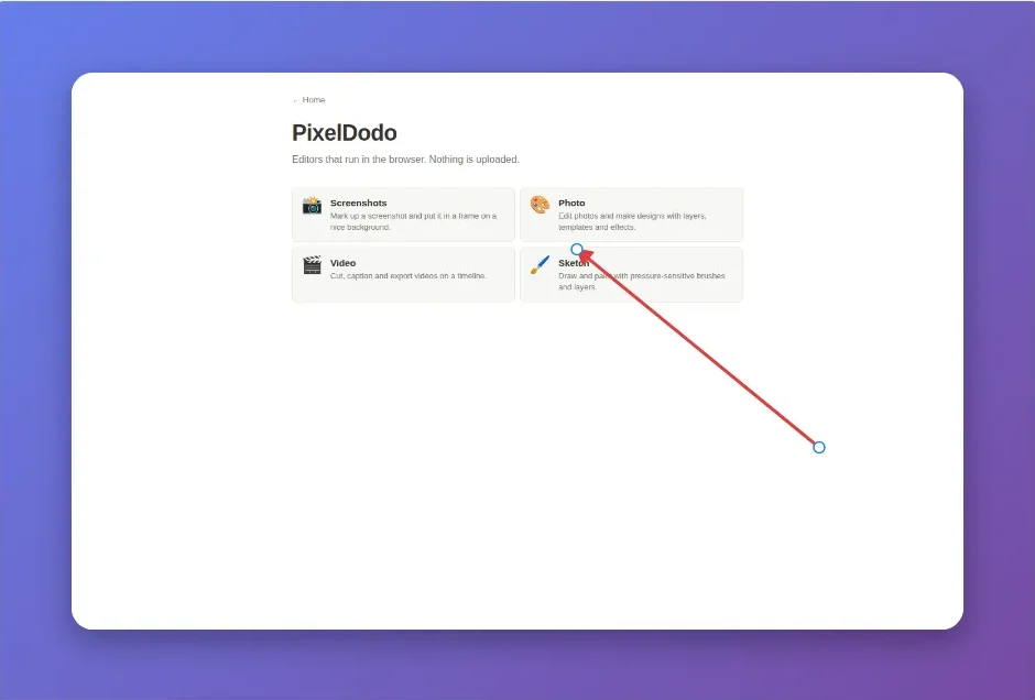 A screenshot framed on a gradient, with an arrow